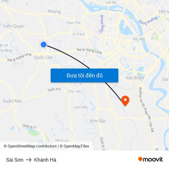 Sài Sơn to Khánh Hà map
