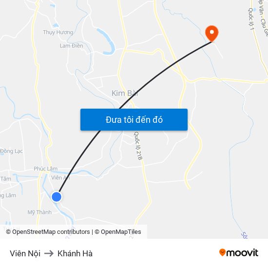 Viên Nội to Khánh Hà map
