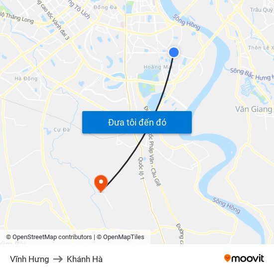 Vĩnh Hưng to Khánh Hà map