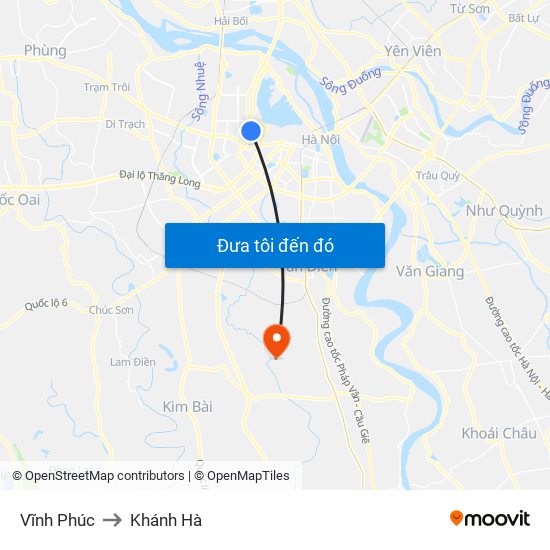 Vĩnh Phúc to Khánh Hà map