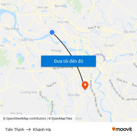 Tiến Thịnh to Khánh Hà map