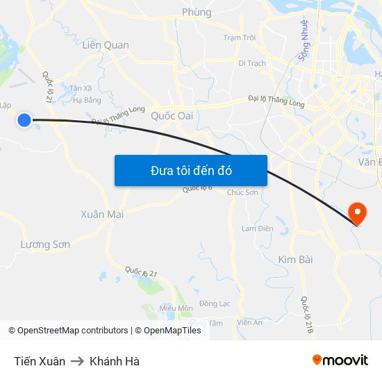 Tiến Xuân to Khánh Hà map