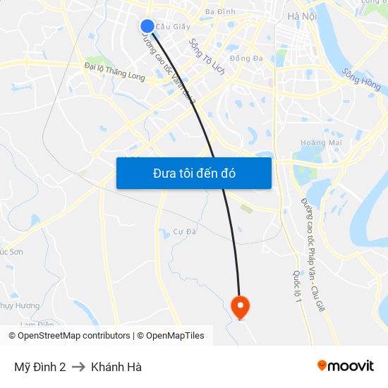 Mỹ Đình 2 to Khánh Hà map
