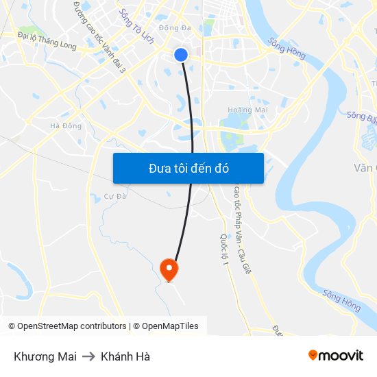 Khương Mai to Khánh Hà map