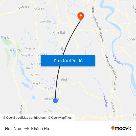 Hòa Nam to Khánh Hà map