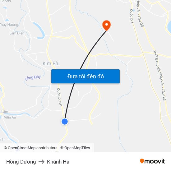 Hồng Dương to Khánh Hà map