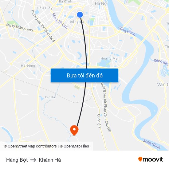 Hàng Bột to Khánh Hà map