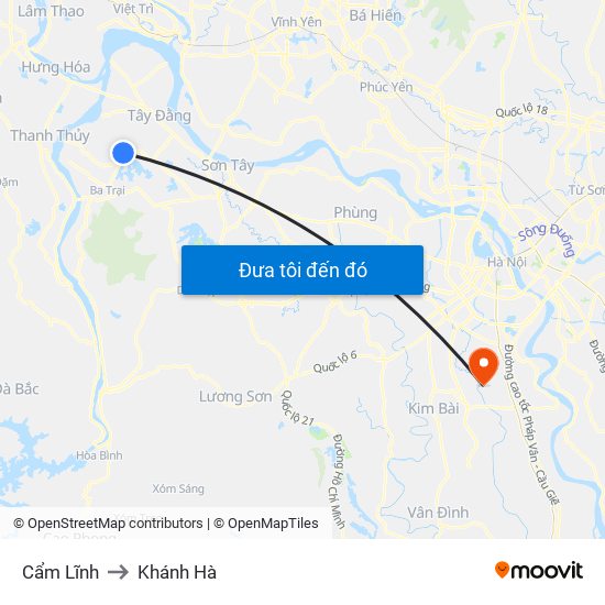 Cẩm Lĩnh to Khánh Hà map