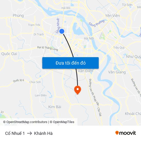 Cổ Nhuế 1 to Khánh Hà map