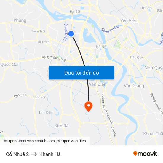 Cổ Nhuế 2 to Khánh Hà map