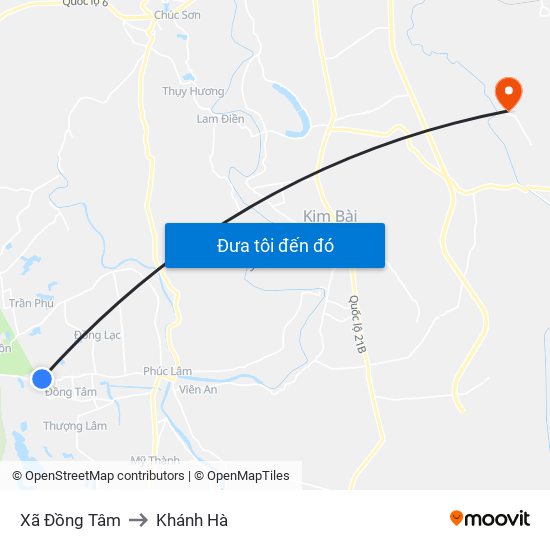 Xã Đồng Tâm to Khánh Hà map