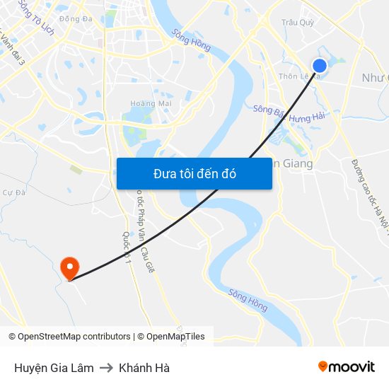 Huyện Gia Lâm to Khánh Hà map