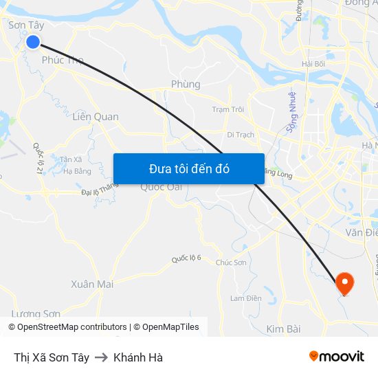 Thị Xã Sơn Tây to Khánh Hà map