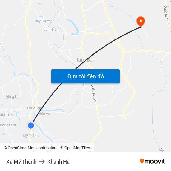 Xã Mỹ Thành to Khánh Hà map