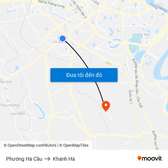 Phường Hà Cầu to Khánh Hà map