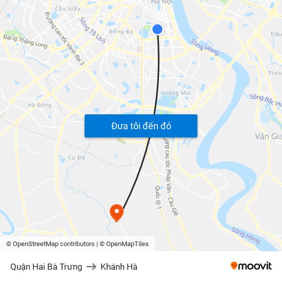 Quận Hai Bà Trưng to Khánh Hà map