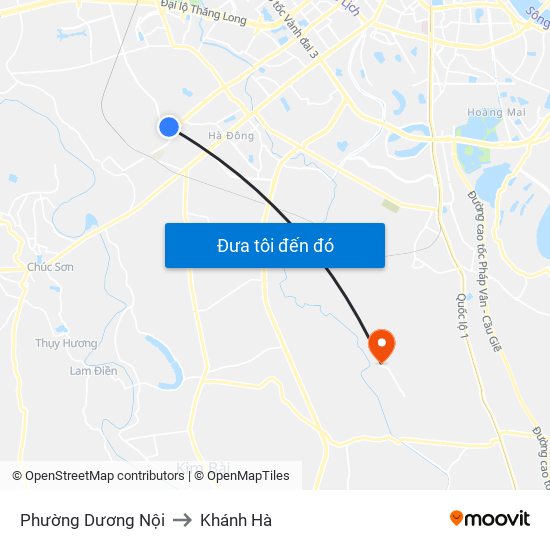 Phường Dương Nội to Khánh Hà map