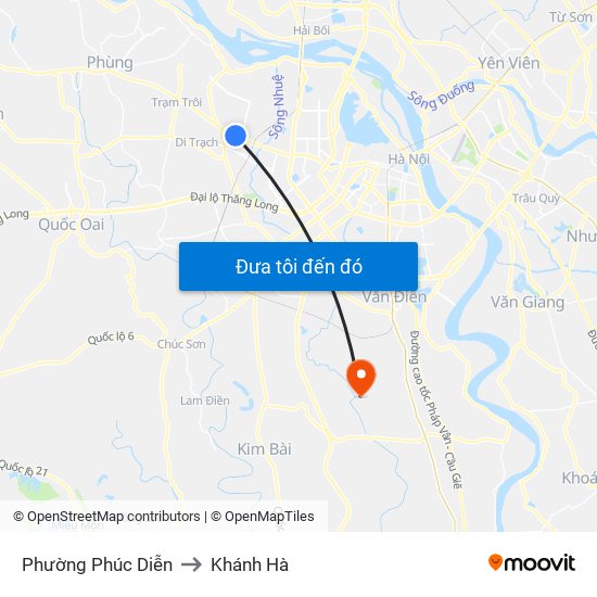 Phường Phúc Diễn to Khánh Hà map