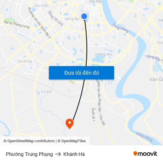 Phường Trung Phụng to Khánh Hà map