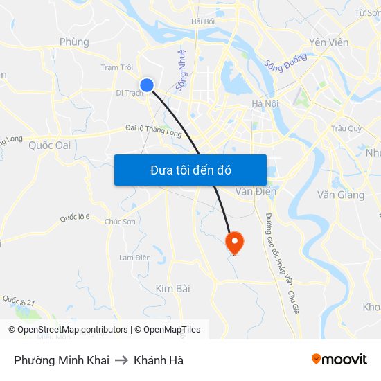 Phường Minh Khai to Khánh Hà map