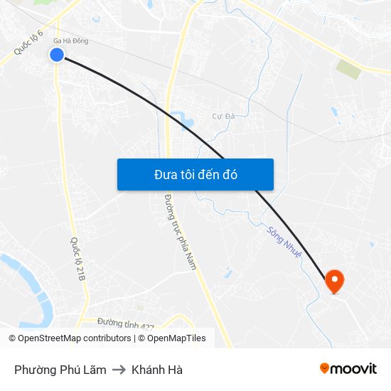 Phường Phú Lãm to Khánh Hà map