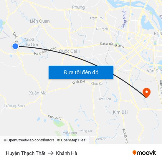 Huyện Thạch Thất to Khánh Hà map