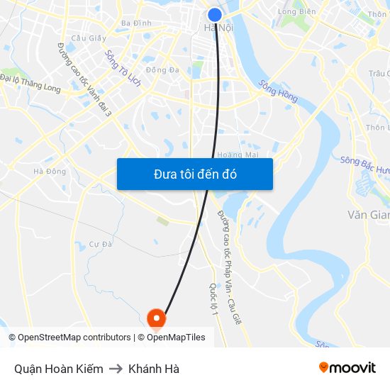 Quận Hoàn Kiếm to Khánh Hà map