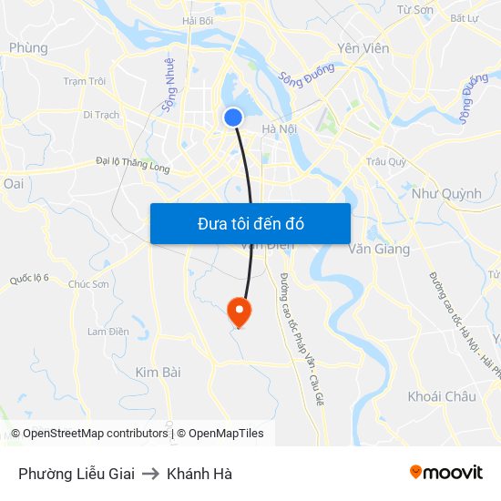 Phường Liễu Giai to Khánh Hà map