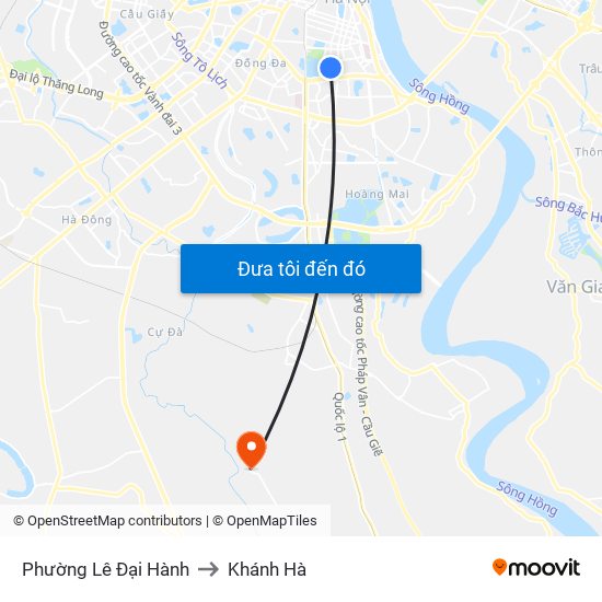 Phường Lê Đại Hành to Khánh Hà map