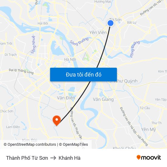 Thành Phố Từ Sơn to Khánh Hà map