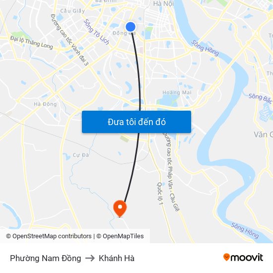 Phường Nam Đồng to Khánh Hà map