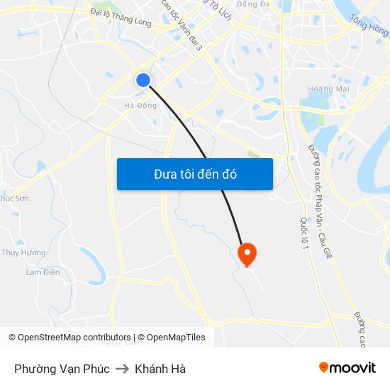 Phường Vạn Phúc to Khánh Hà map