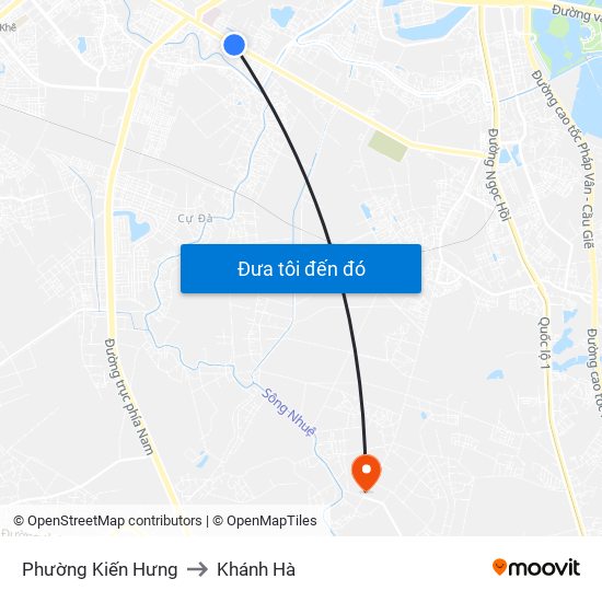 Phường Kiến Hưng to Khánh Hà map
