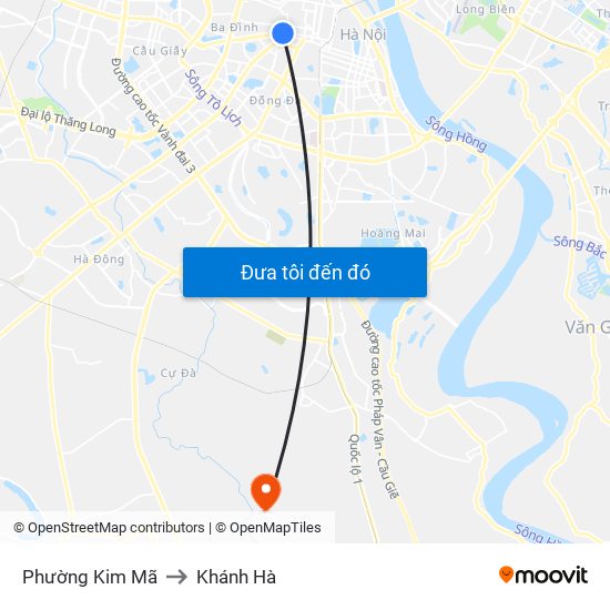 Phường Kim Mã to Khánh Hà map