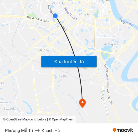 Phường Mễ Trì to Khánh Hà map