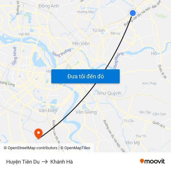 Huyện Tiên Du to Khánh Hà map