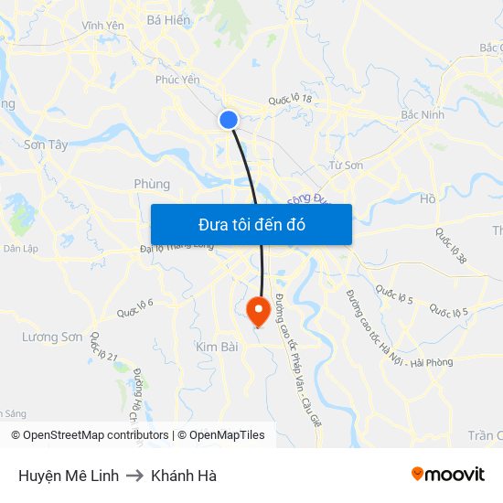 Huyện Mê Linh to Khánh Hà map