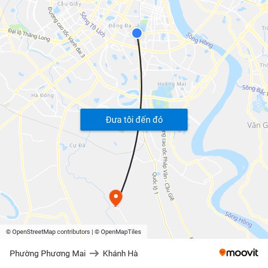Phường Phương Mai to Khánh Hà map