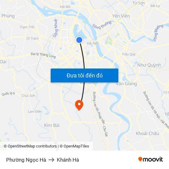 Phường Ngọc Hà to Khánh Hà map