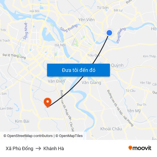 Xã Phù Đổng to Khánh Hà map