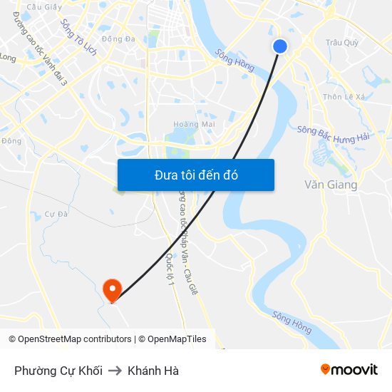 Phường Cự Khối to Khánh Hà map