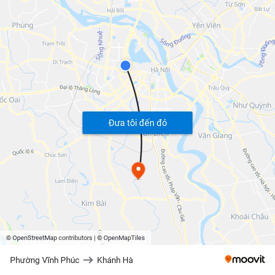 Phường Vĩnh Phúc to Khánh Hà map