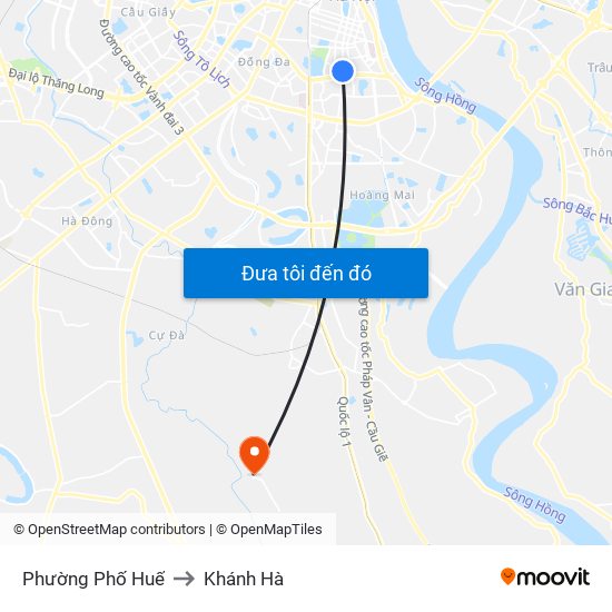 Phường Phố Huế to Khánh Hà map