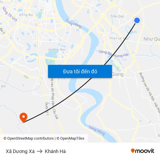 Xã Dương Xá to Khánh Hà map