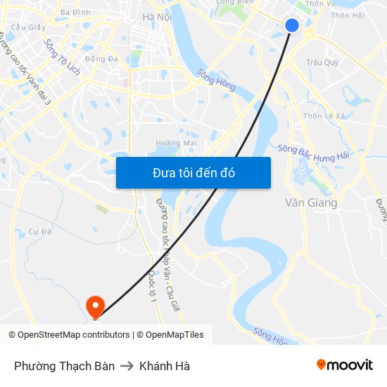 Phường Thạch Bàn to Khánh Hà map