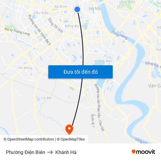 Phường Điện Biên to Khánh Hà map