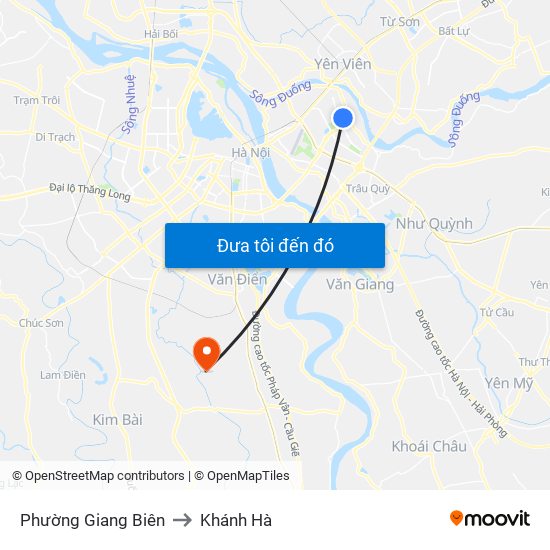 Phường Giang Biên to Khánh Hà map