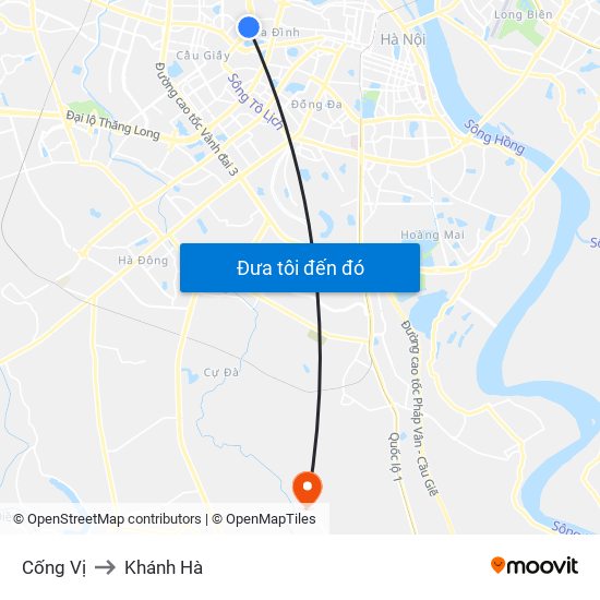 Cống Vị to Khánh Hà map
