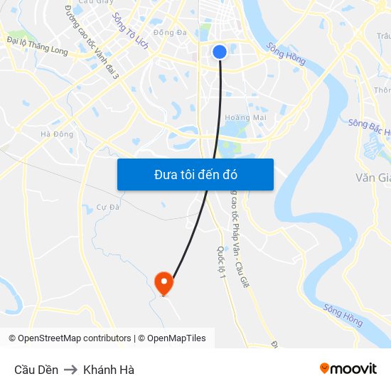 Cầu Dền to Khánh Hà map