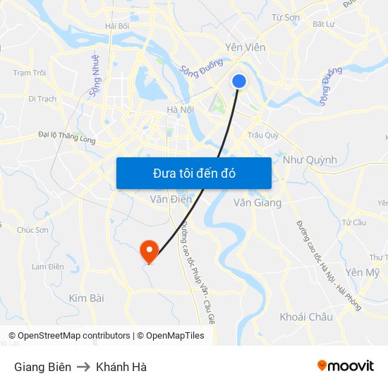 Giang Biên to Khánh Hà map